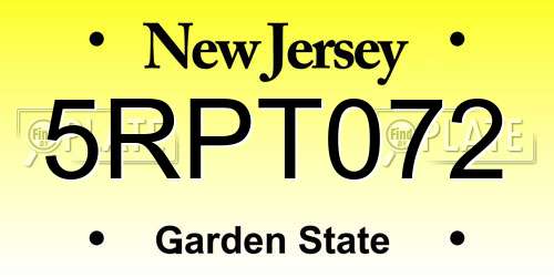 5RPT072 New Jersey License Plate