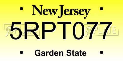 5RPT077 New Jersey License Plate