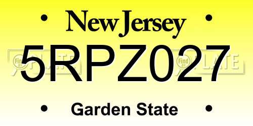 5RPZ027 New Jersey License Plate