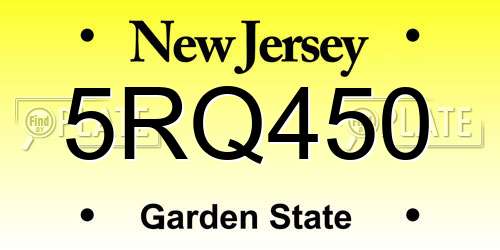 5RQ450 New Jersey License Plate