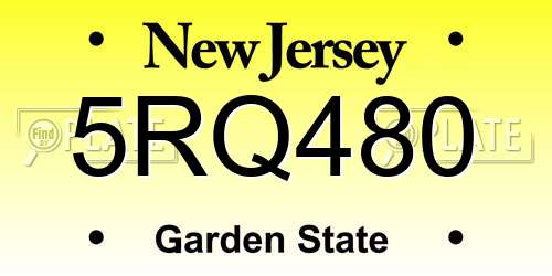 5RQ480 New Jersey License Plate