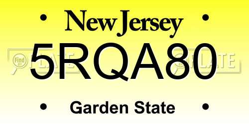 5RQA80 New Jersey License Plate