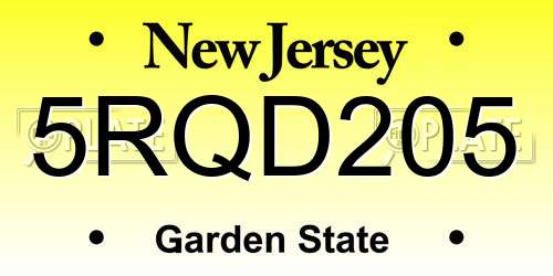 5RQD205 New Jersey License Plate