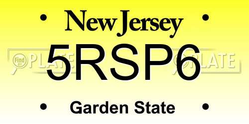 5RSP6 New Jersey License Plate