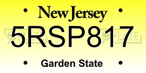 5RSP817 New Jersey License Plate