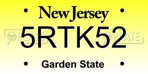 5RTK52 New Jersey License Plate