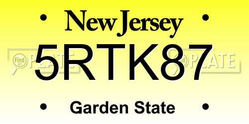 5RTK87 New Jersey License Plate