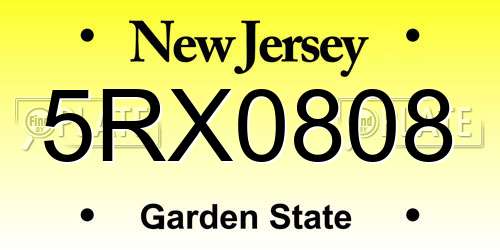 5RX0808 New Jersey License Plate