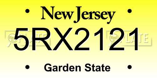 5RX2121 New Jersey License Plate
