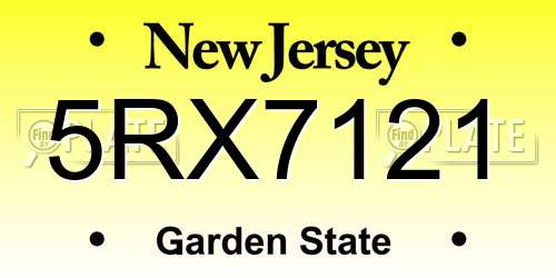 5RX7121 New Jersey License Plate