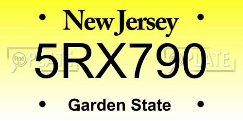 5RX790 New Jersey License Plate