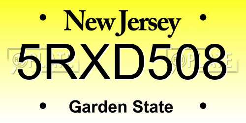 5RXD508 New Jersey License Plate