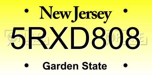 5RXD808 New Jersey License Plate