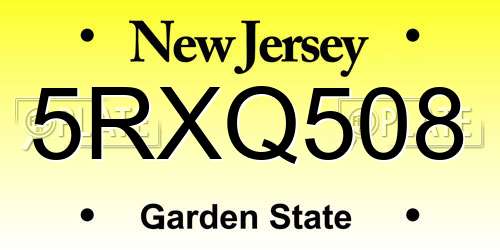 5RXQ508 New Jersey License Plate