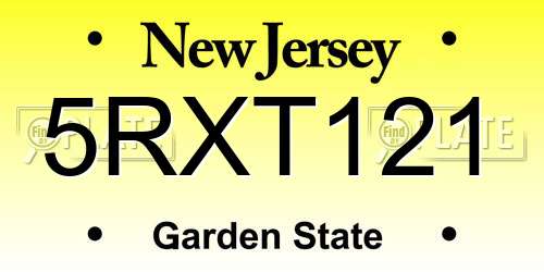 5RXT121 New Jersey License Plate