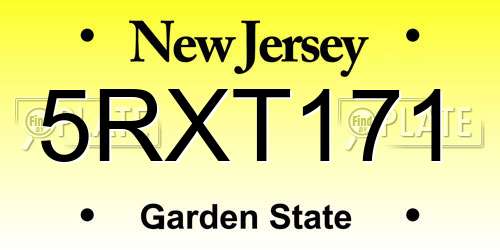 5RXT171 New Jersey License Plate