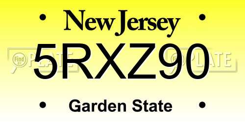 5RXZ90 New Jersey License Plate