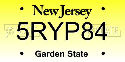 5RYP84 New Jersey License Plate