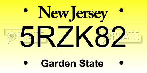 5RZK82 New Jersey License Plate