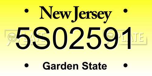 5S02591 New Jersey License Plate