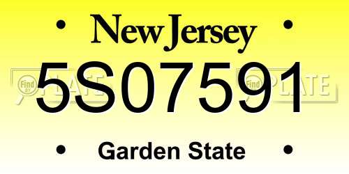 5S07591 New Jersey License Plate
