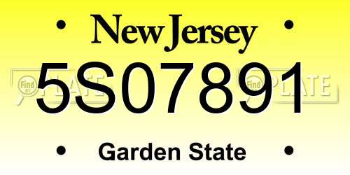 5S07891 New Jersey License Plate