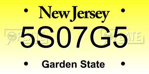 5S07G5 New Jersey License Plate