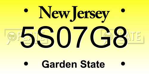 5S07G8 New Jersey License Plate