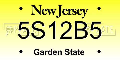 5S12B5 New Jersey License Plate