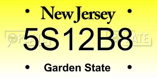 5S12B8 New Jersey License Plate