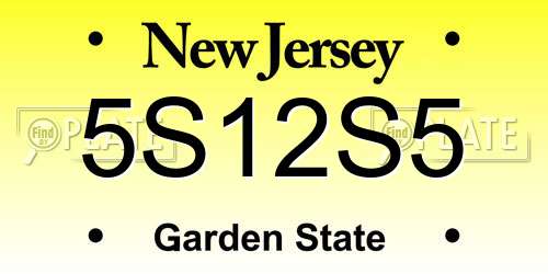 5S12S5 New Jersey License Plate