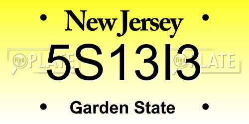 5S13I3 New Jersey License Plate