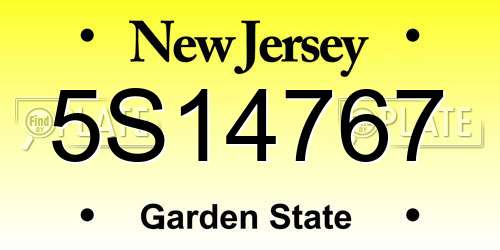 5S14767 New Jersey License Plate