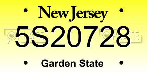 5S20728 New Jersey License Plate