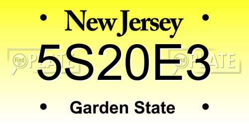 5S20E3 New Jersey License Plate