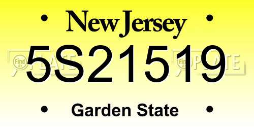 5S21519 New Jersey License Plate