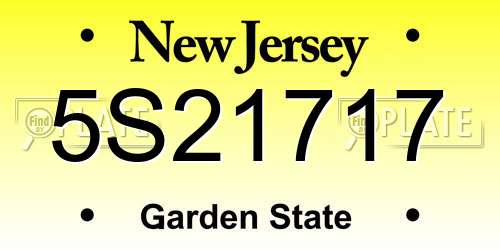 5S21717 New Jersey License Plate