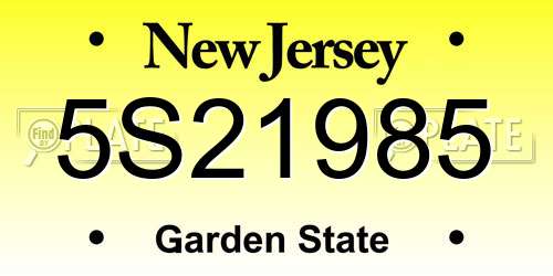 5S21985 New Jersey License Plate