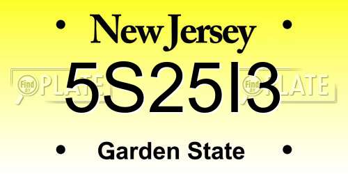 5S25I3 New Jersey License Plate