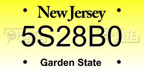 5S28B0 New Jersey License Plate