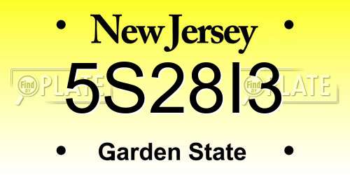 5S28I3 New Jersey License Plate