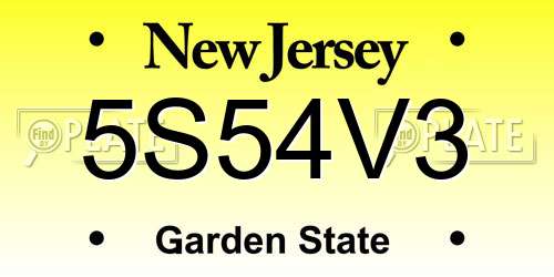 5S54V3 New Jersey License Plate