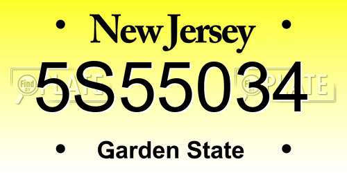 5S55034 New Jersey License Plate