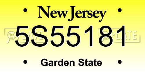 5S55181 New Jersey License Plate