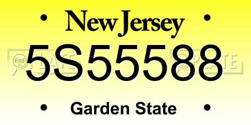 5S55588 New Jersey License Plate