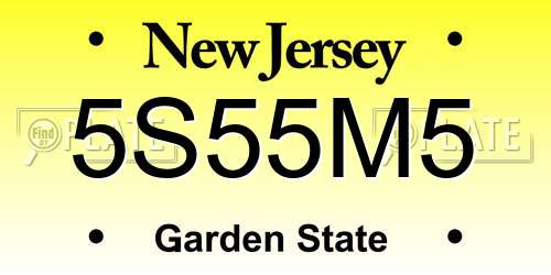 5S55M5 New Jersey License Plate
