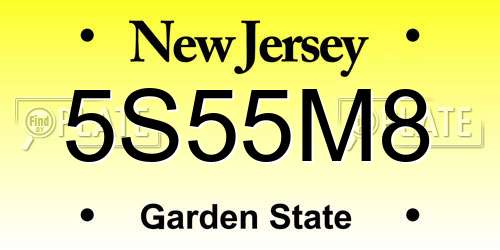 5S55M8 New Jersey License Plate