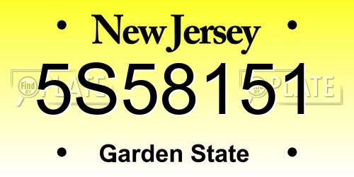 5S58151 New Jersey License Plate