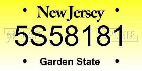5S58181 New Jersey License Plate