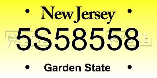 5S58558 New Jersey License Plate